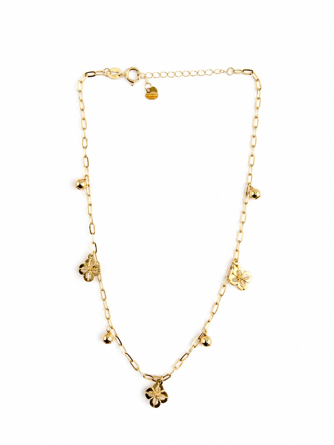 Bracelet de cheville trèfles en or jaune 18K