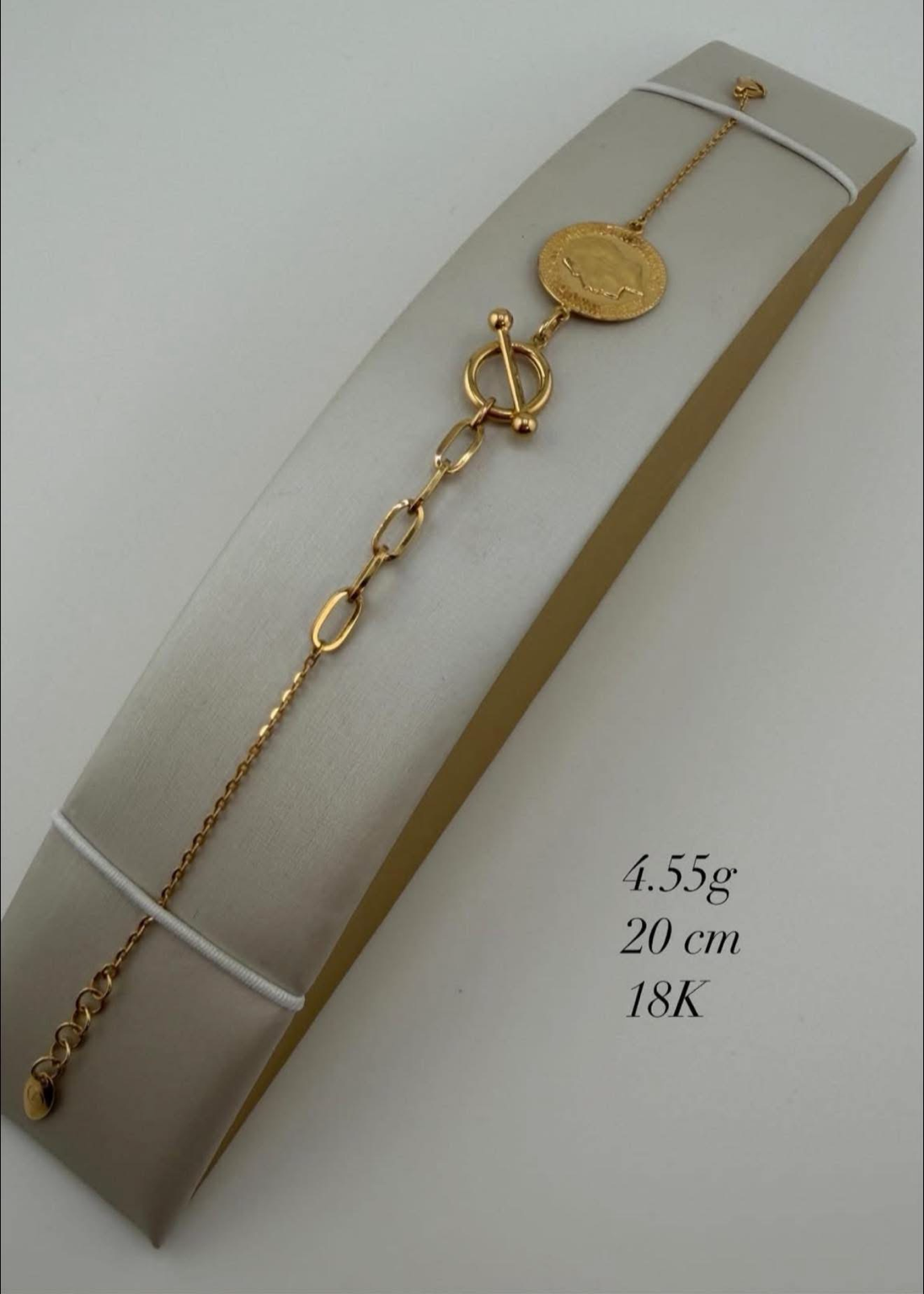 Bracelet maille trombone avec médaille style Napoléon et fermoir T