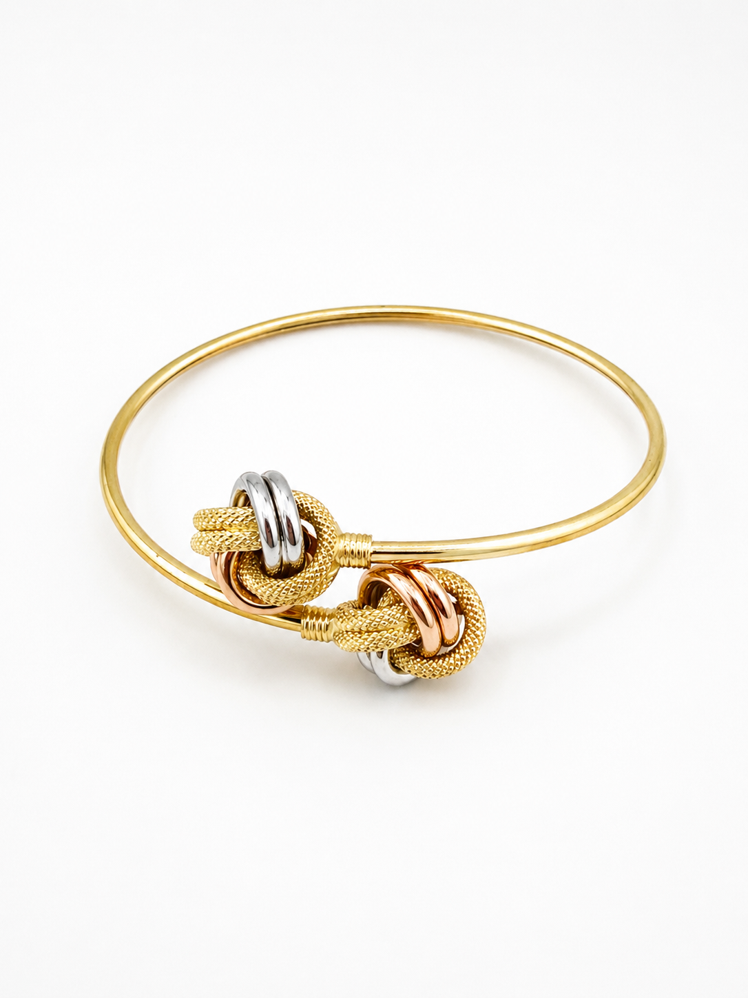 Bracelet Jonc Trois Ors 18 Carats – Design Nœuds Entrelacés