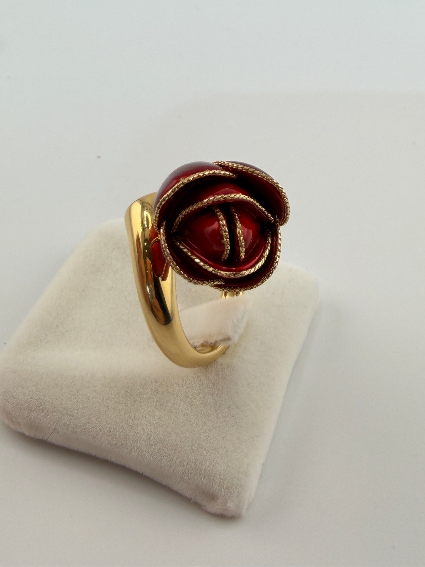 Red gold flower ring – Unique piece