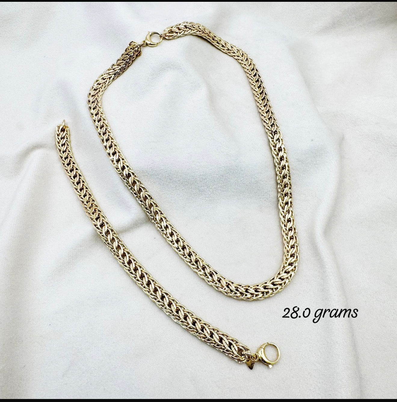 Ensemble collier et bracelet maille byzantine – Or 18 carats italien