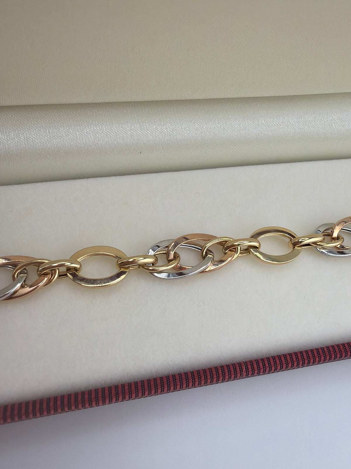 Bracelet trois tons à mailles ovales – Or 18K 5.35g