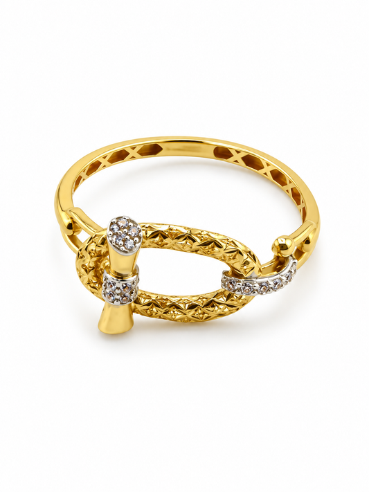 Bague en or jaune avec zircon – Taille 9