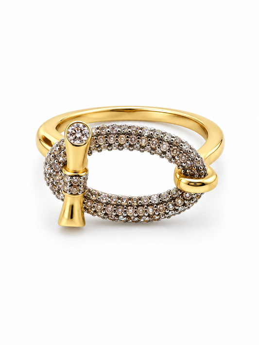 Bague bicolore en or jaune et or blanc — 3,12 g, taille 8