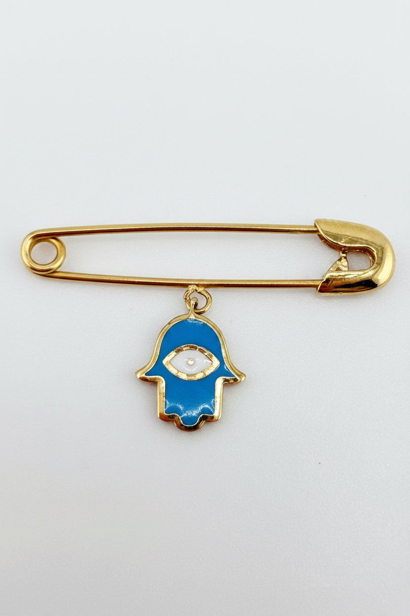 Épingle bébé avec Main de Fatma bleue