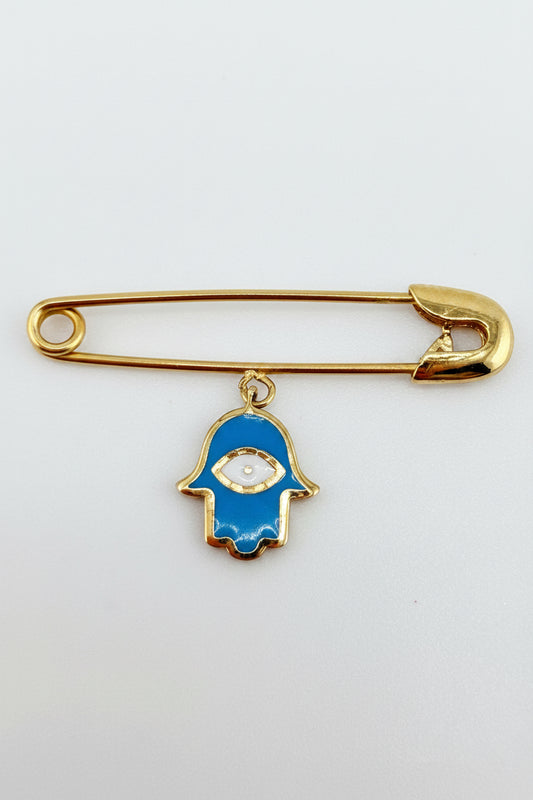 Épingle bébé avec Main de Fatma bleue