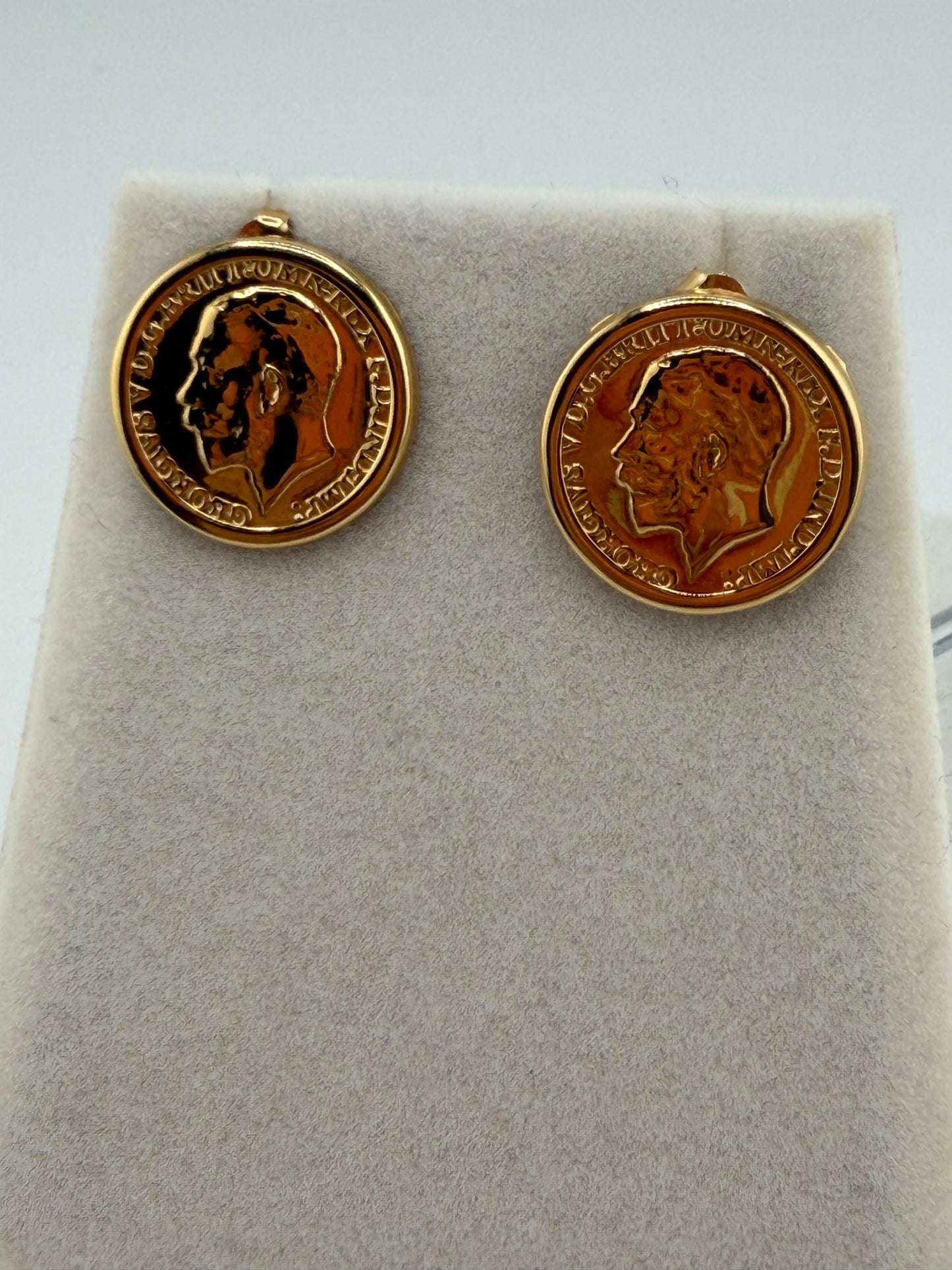 Boucles d’oreilles en or 18 carats style monnaie britannique Georges