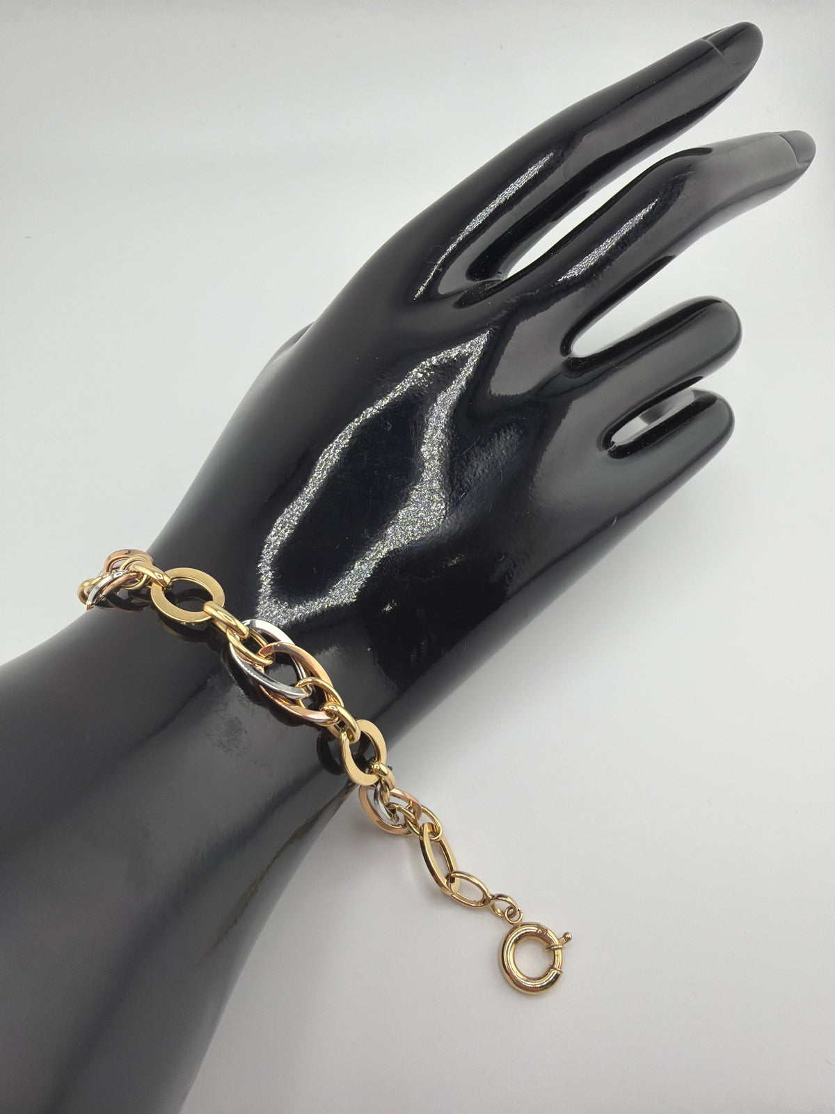Bracelet trois tons à mailles ovales – Or 18K 5.35g