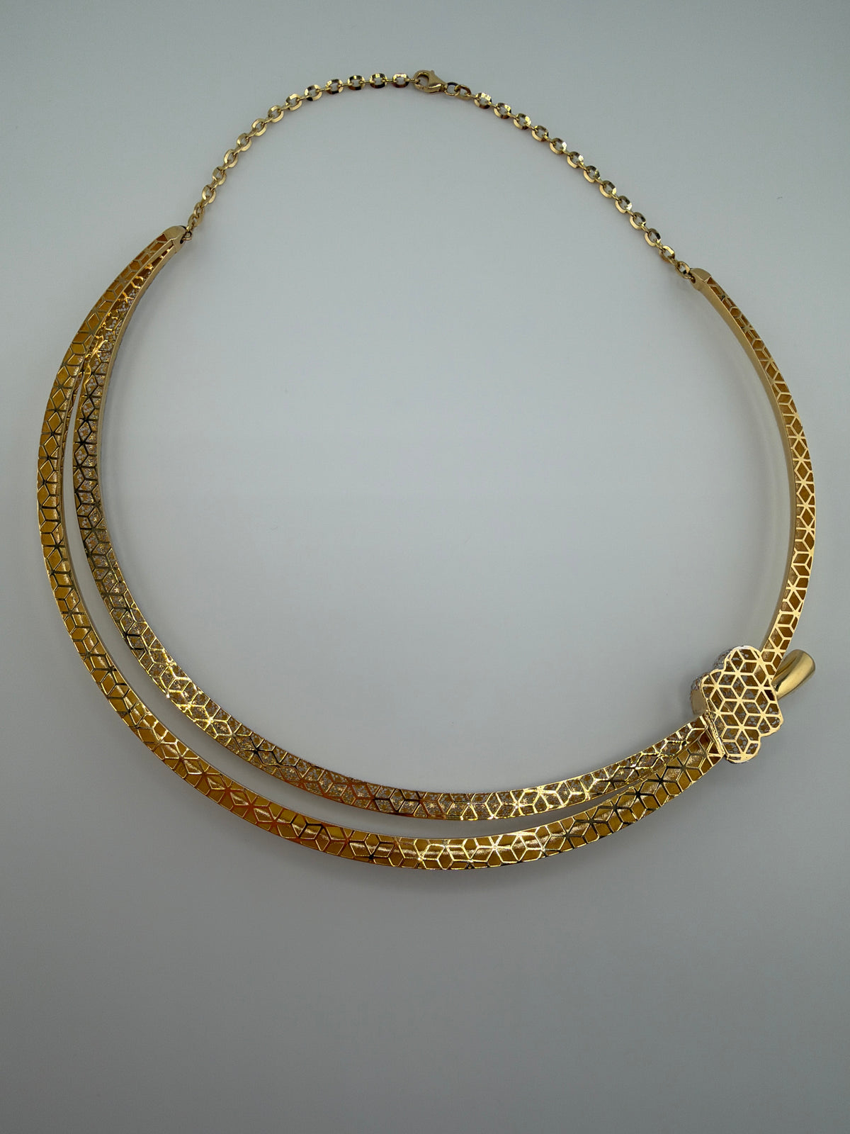 Collier de Noeud rigide bicolore en or 18K