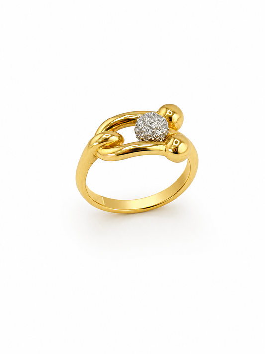 Bague style TFNY en or 18K et zircon