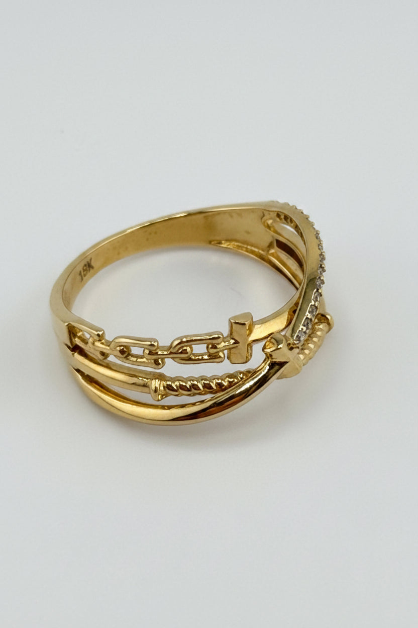 Bague croisée Or 18 Carats avec zircons
