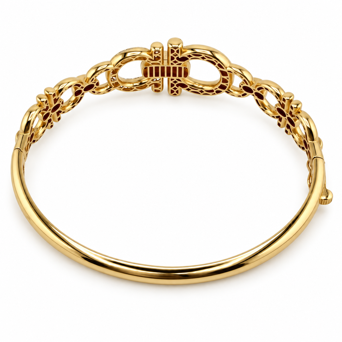 Bracelet rigide à maillons entrelacés en or 18K – 19 cm