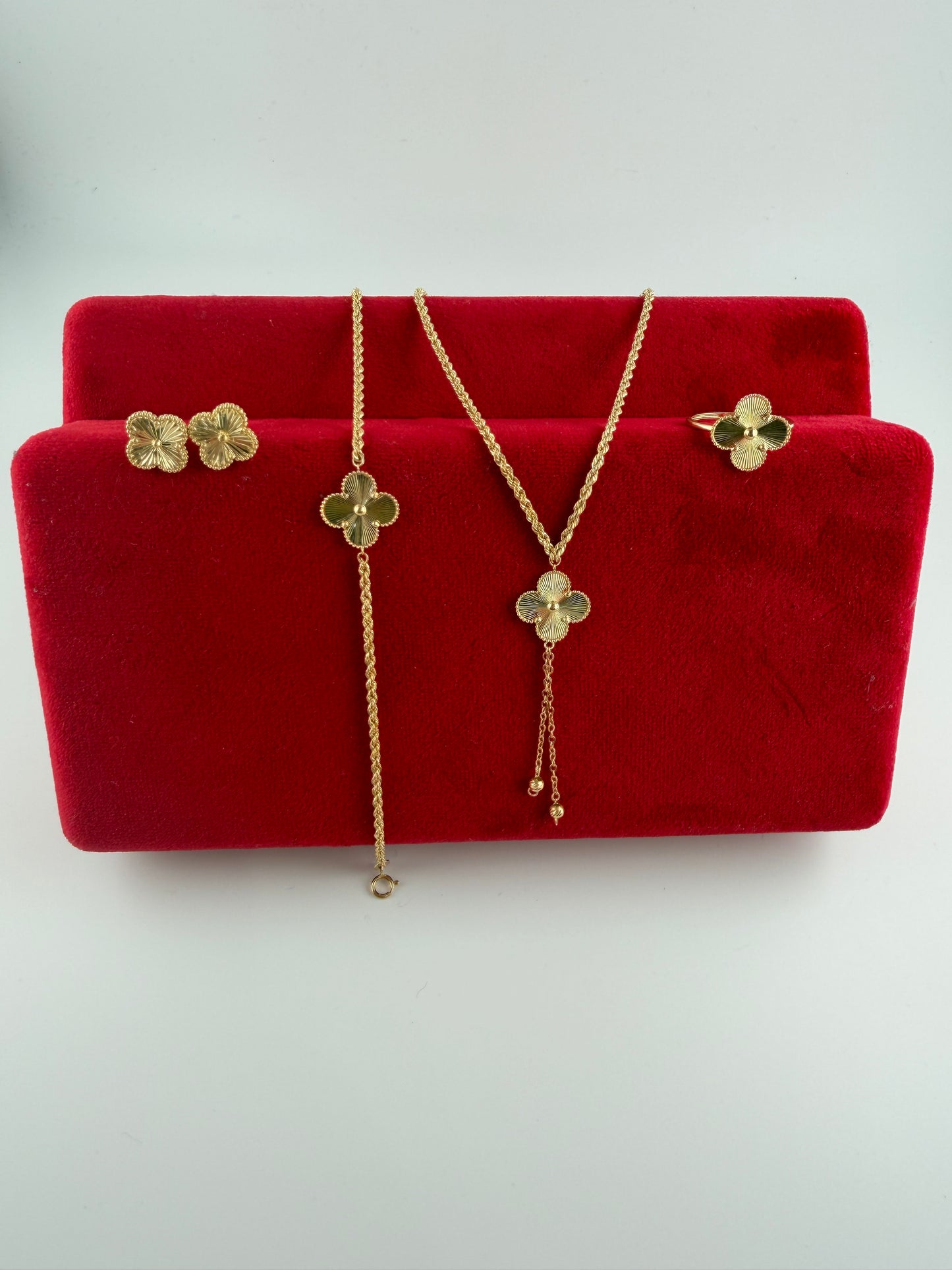 Ensemble 4 pièces Trèfle en Or 18 Carats