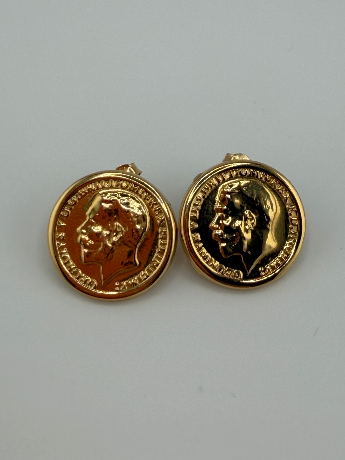Boucles d’oreilles en or 18 carats style monnaie britannique Georges
