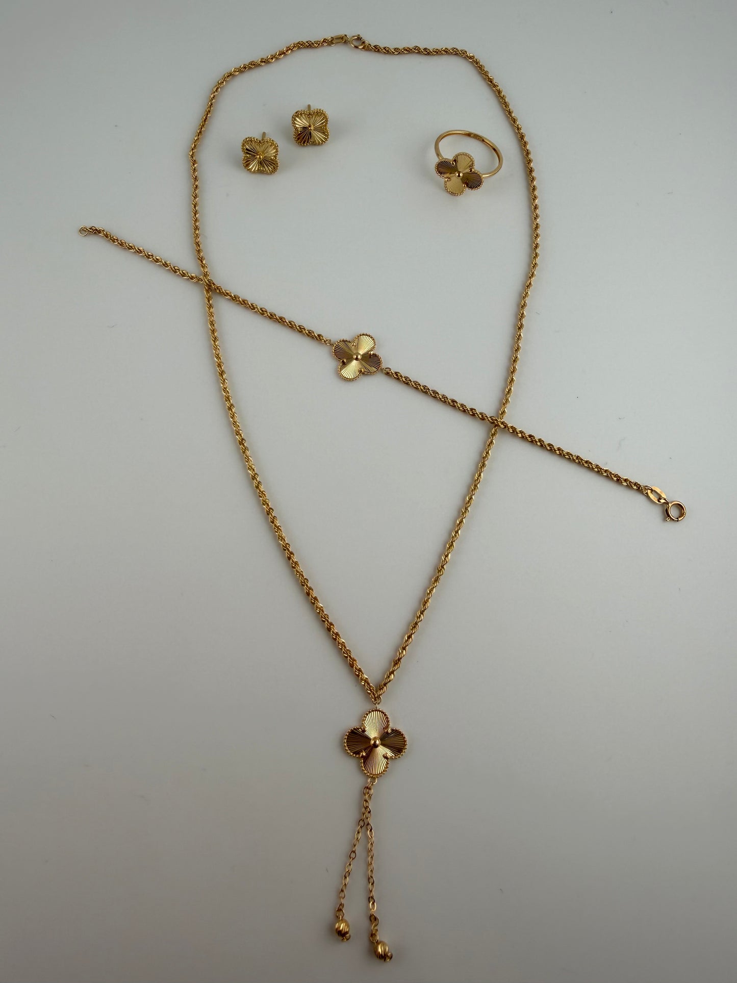 Ensemble 4 pièces Trèfle en Or 18 Carats