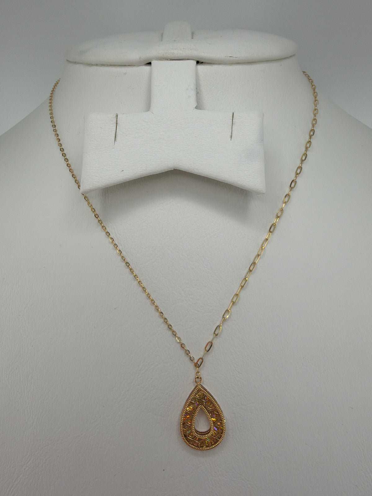 Ensemble collier et bracelet goutte ajourée double face en or 18 carats – 6,15 g