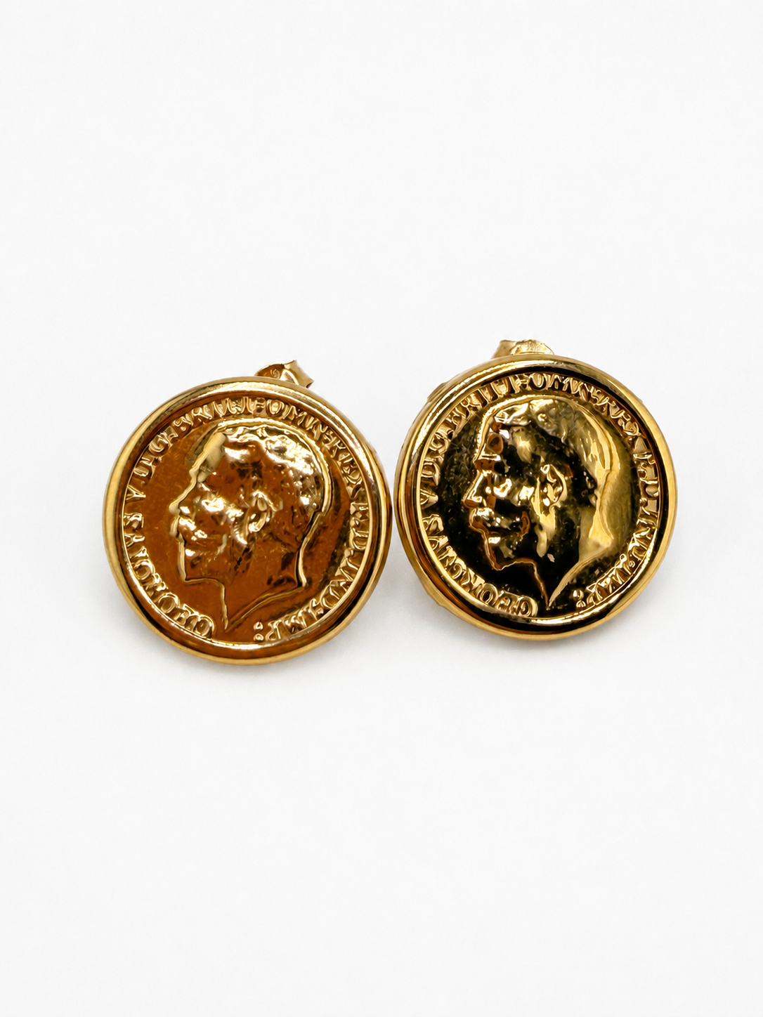 Boucles d’oreilles en or 18 carats style monnaie britannique Georges