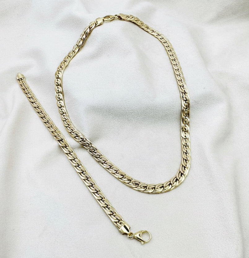 Ensemble collier et bracelet maille royale – Or 18 carats italien