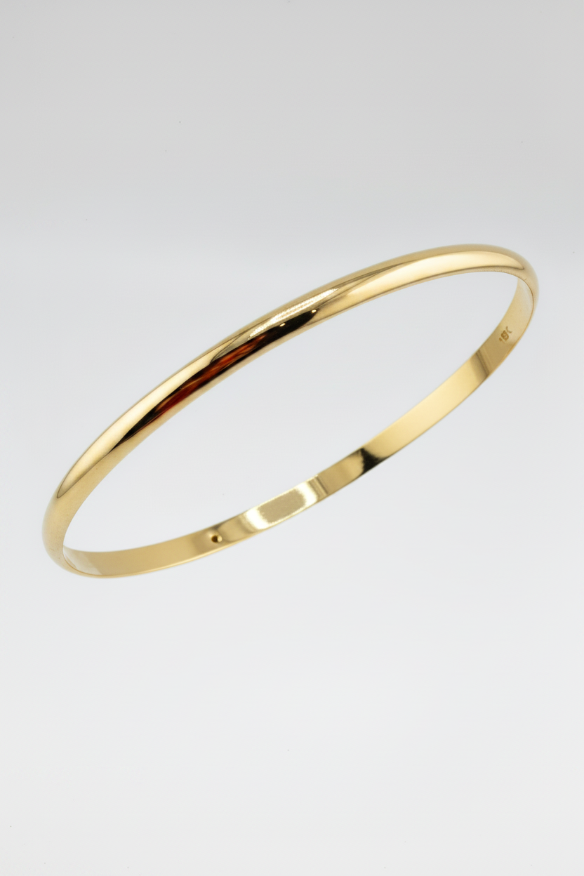 Jonc en Or Jaune 18K Effet Miroir – Design Minimaliste
