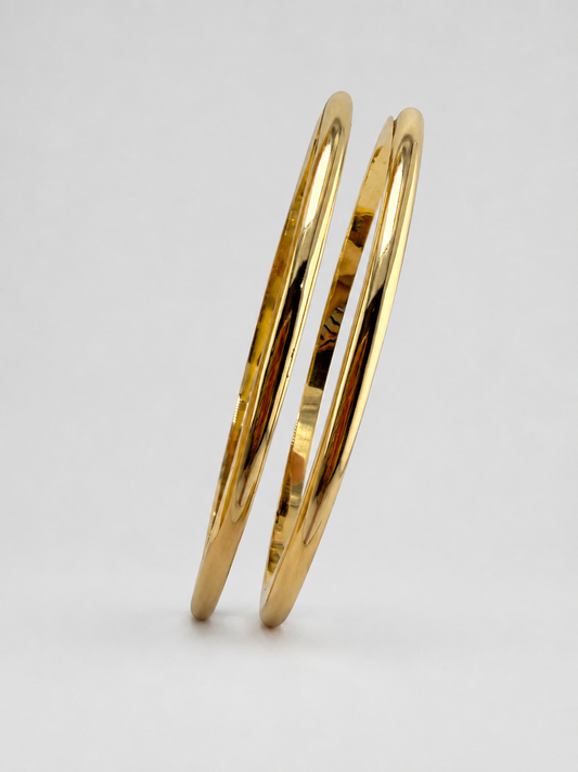 Lot de 2 Bracelets Jonc en Or Jaune 18K – Élégance Intemporelle