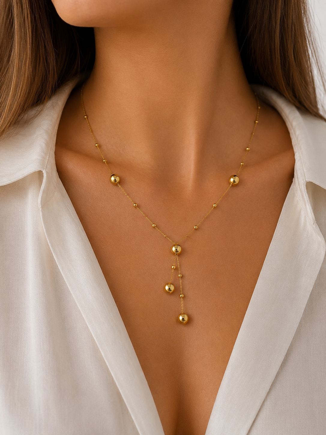 Collier Cascade de Boules en Or 18K