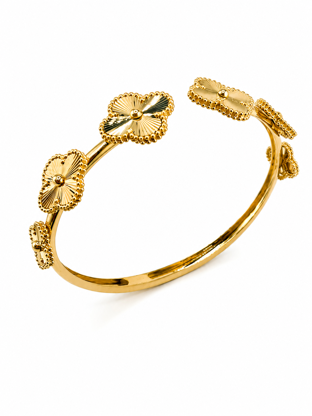 Bracelet jonc design Trèfle en or 18 carats