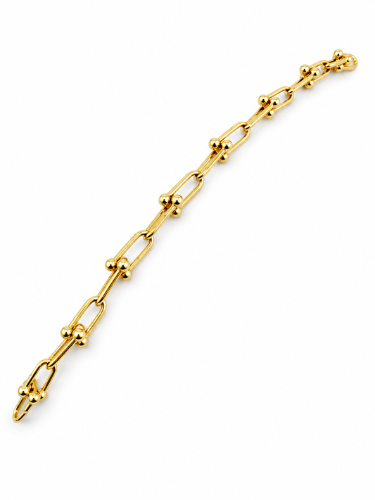 Bracelet à Maillons Uniformes en Or 18 Carats – Style Trombone