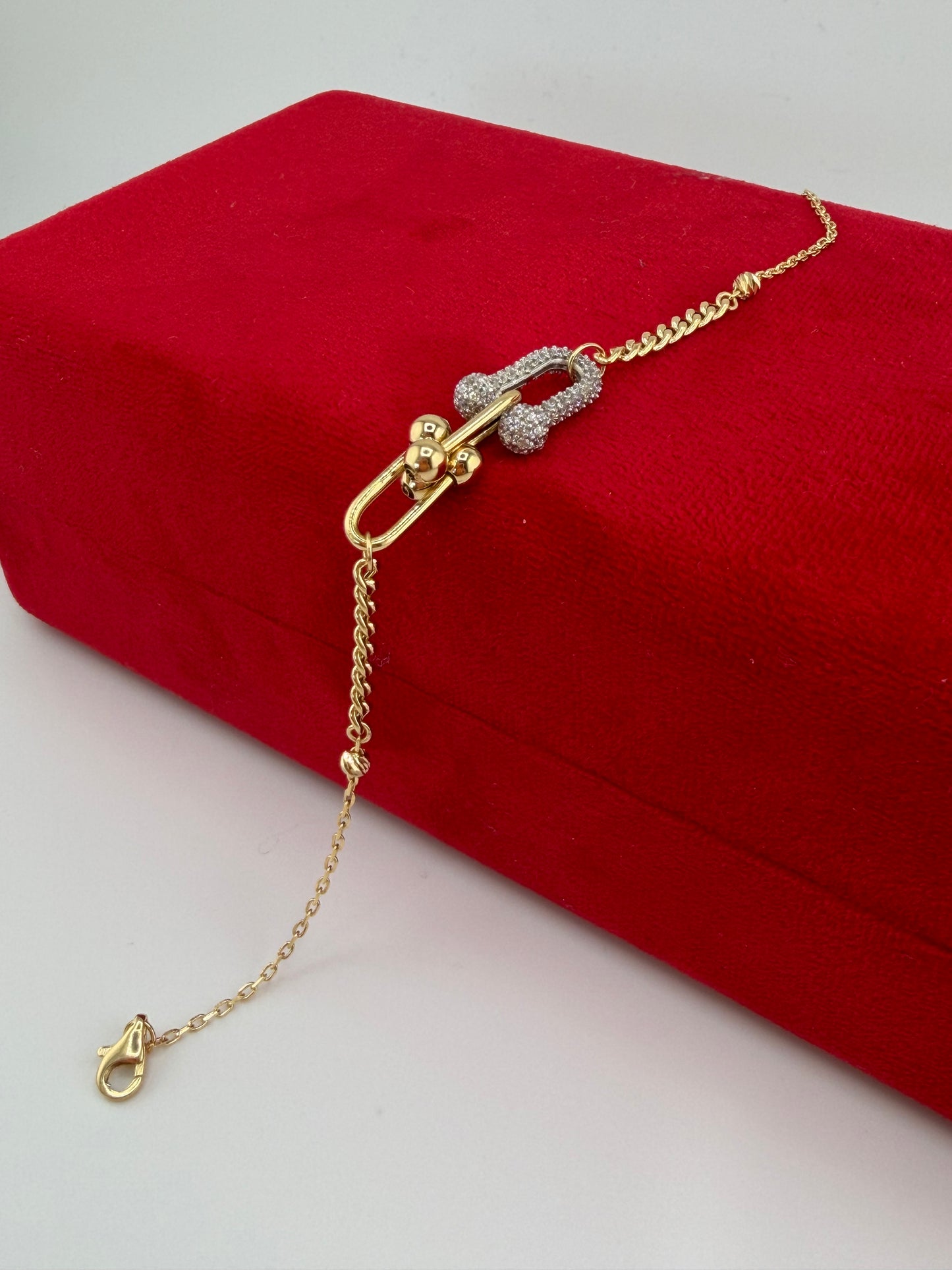 Bracelet style trombone bicolore en or 18 carats