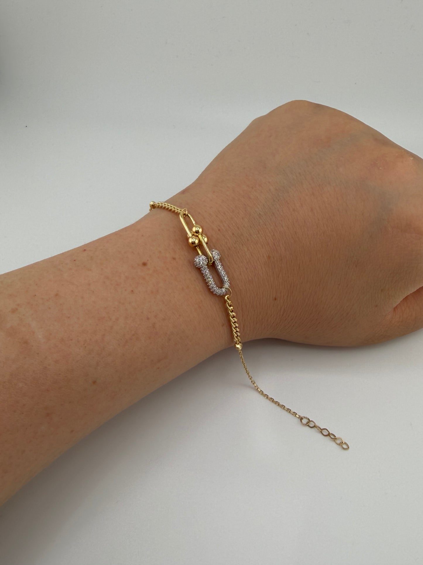 Bracelet style trombone bicolore en or 18 carats