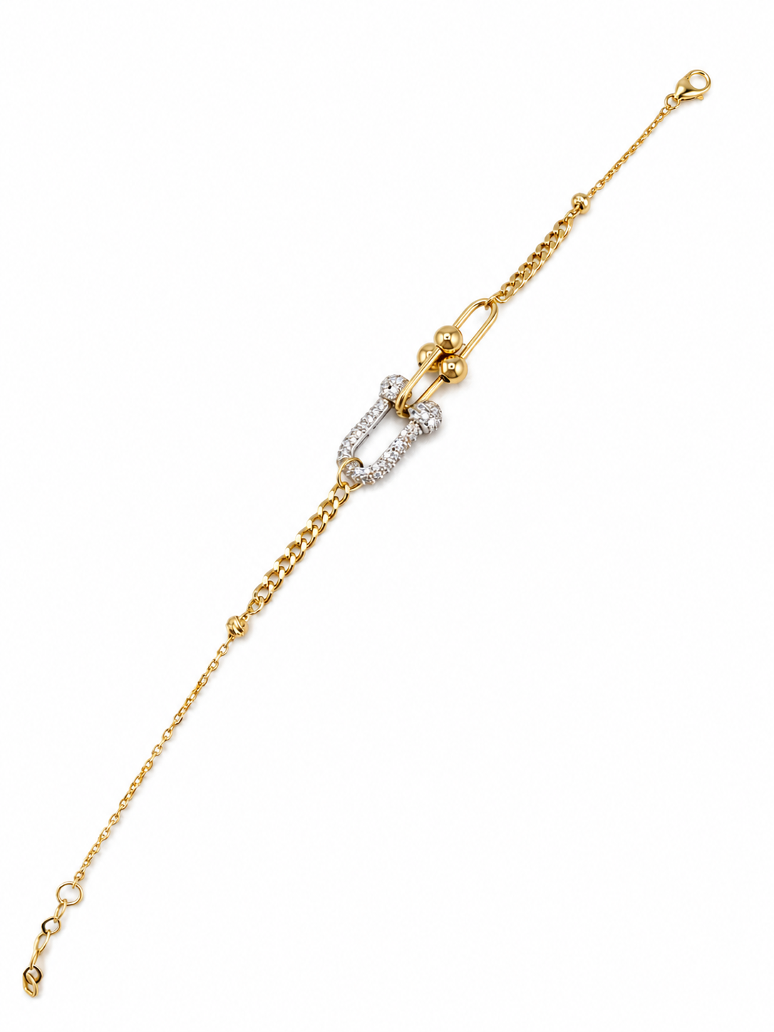 Bracelet style trombone bicolore en or 18 carats