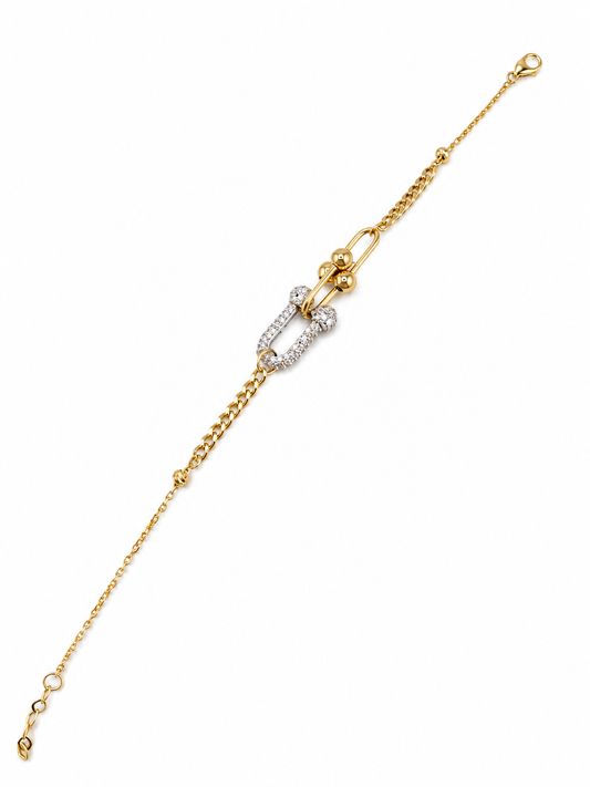 Bracelet style trombone bicolore en or 18 carats