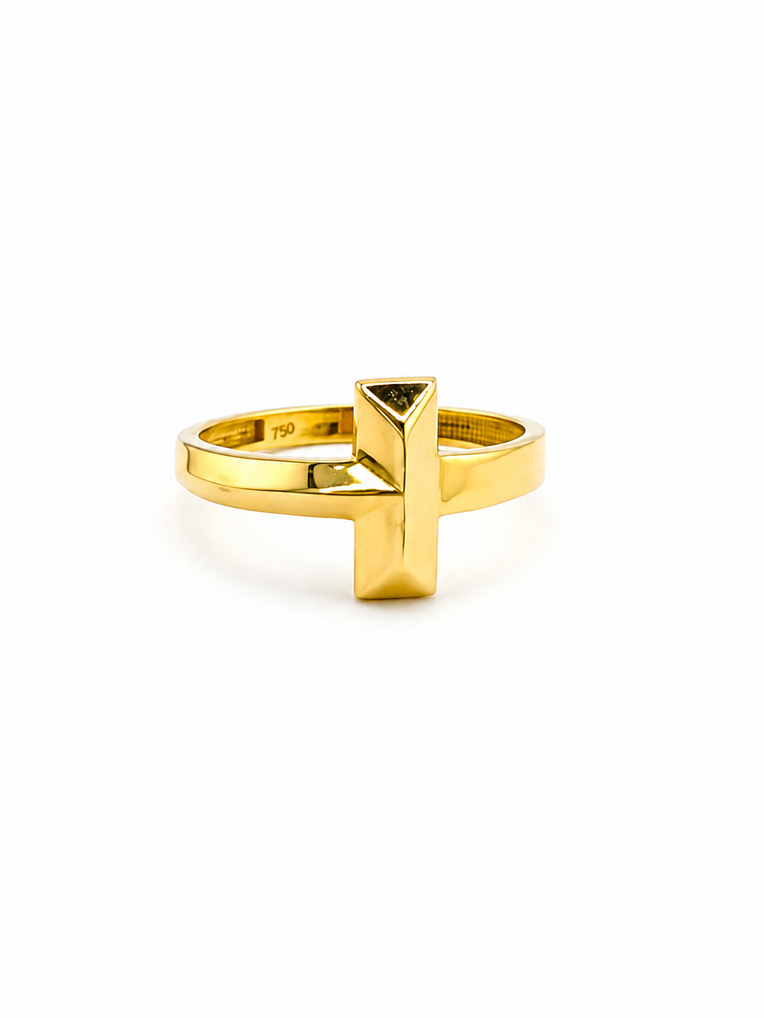 Bague T Style Clou en Or 18K