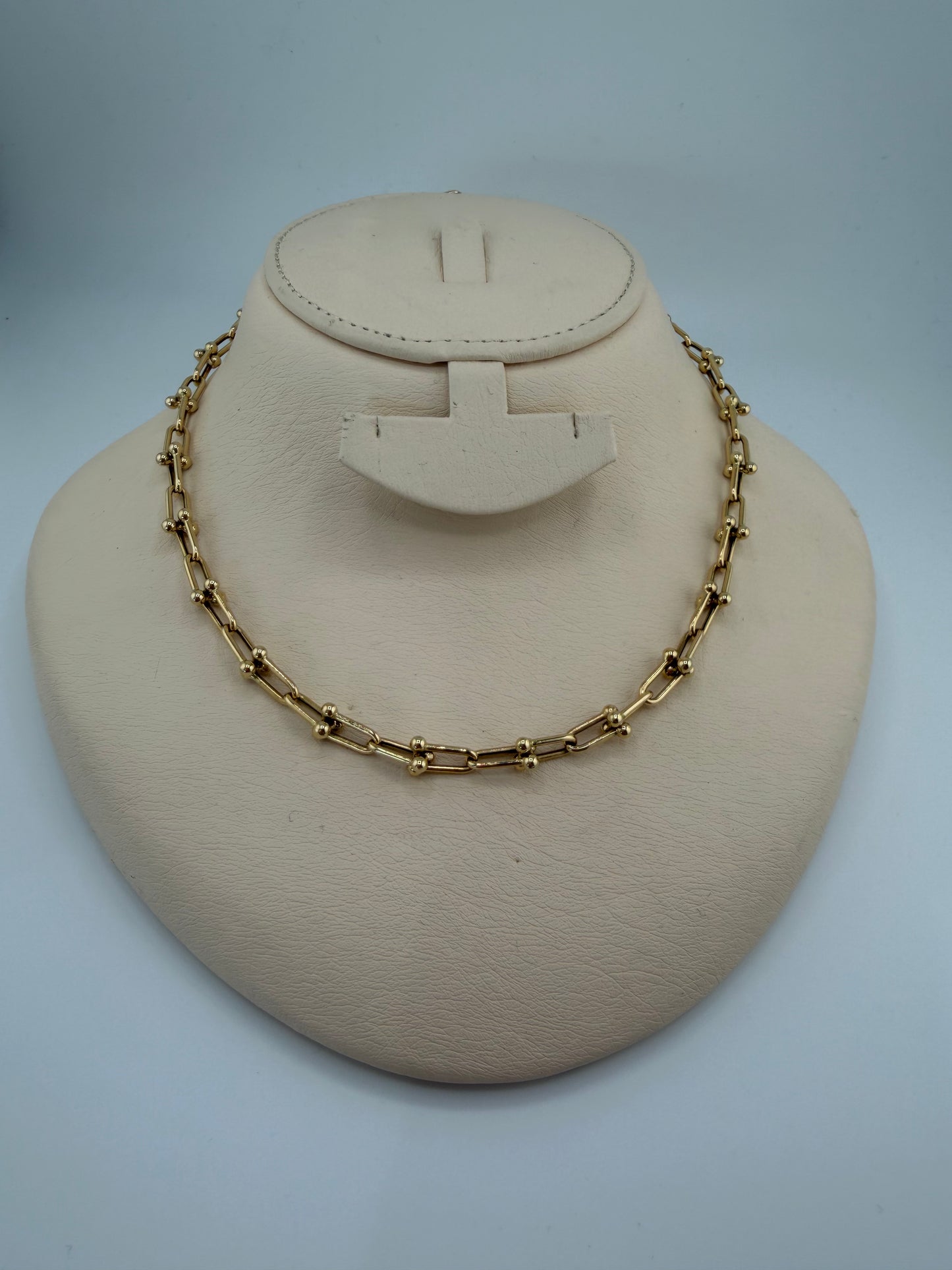 Collier style trombone en or 18 carats – Mailles uniformes – 46 cm