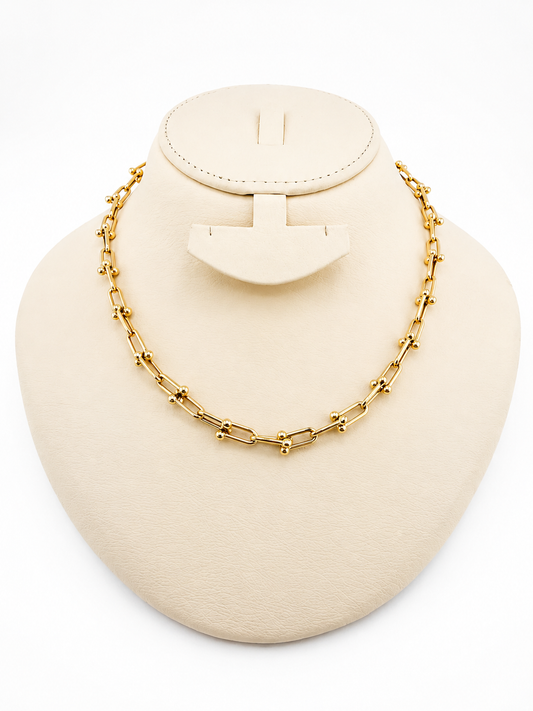 Collier style trombone en or 18 carats – Mailles uniformes – 46 cm