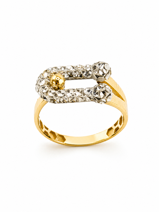 18K Two-Tone Pin Ring — 2.79 g, size 7.5