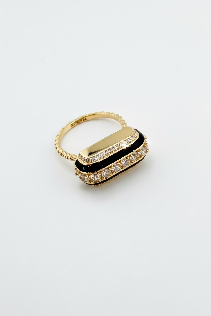 Ensemble Ascenseur 4 pièces en or 18 carats – Noir & Zircons