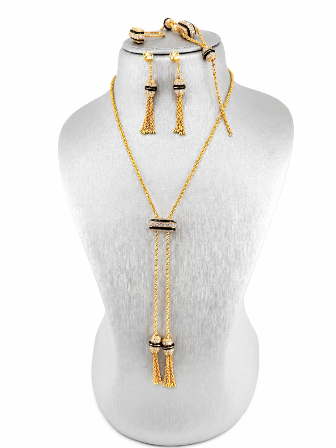 Ensemble Ascenseur 4 pièces en or 18 carats – Noir & Zircons