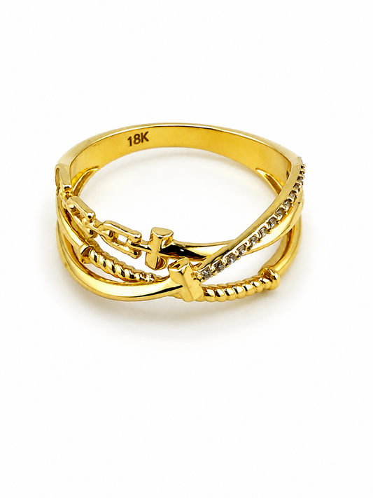 Bague croisée Or 18 Carats avec zircons
