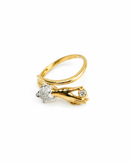 Bague Main de Fatma en Or 18K avec Zircons – Taille 8