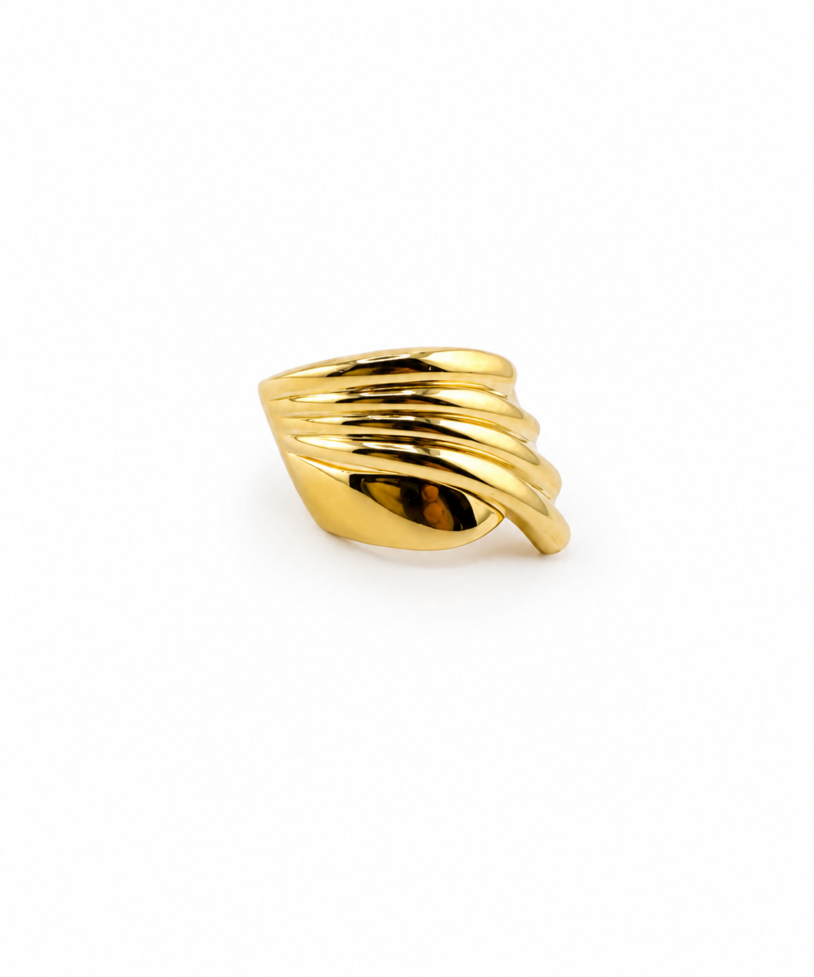 Bague large ondulée en or 18K – Design contemporain