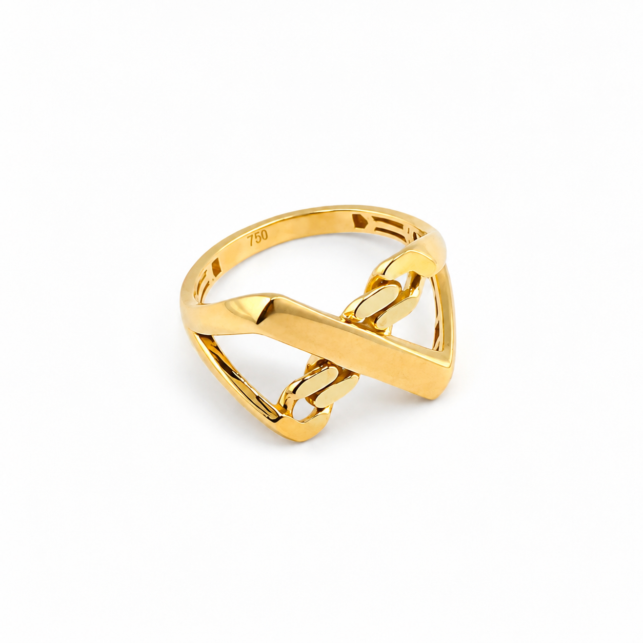 Bague Géométrique Chaîne en Or 18K