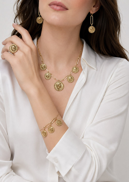 18K Gold King George Style Medallion 4-Piece Set – 18.46 g