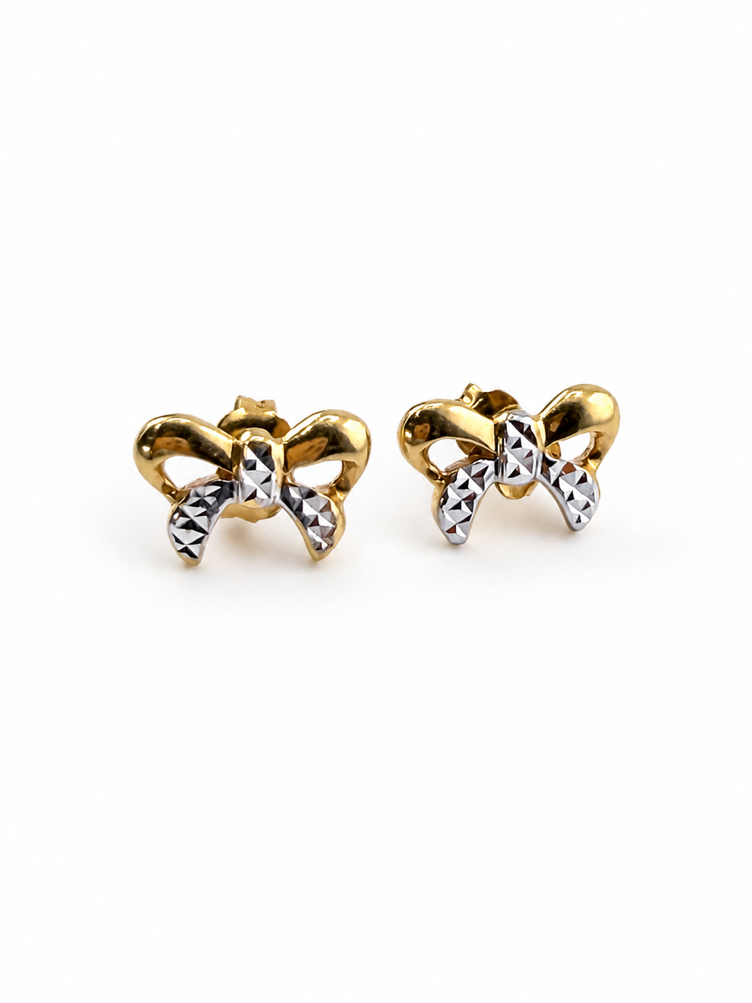 18K Two-Tone Gold Butterfly Earrings – Child or Adult