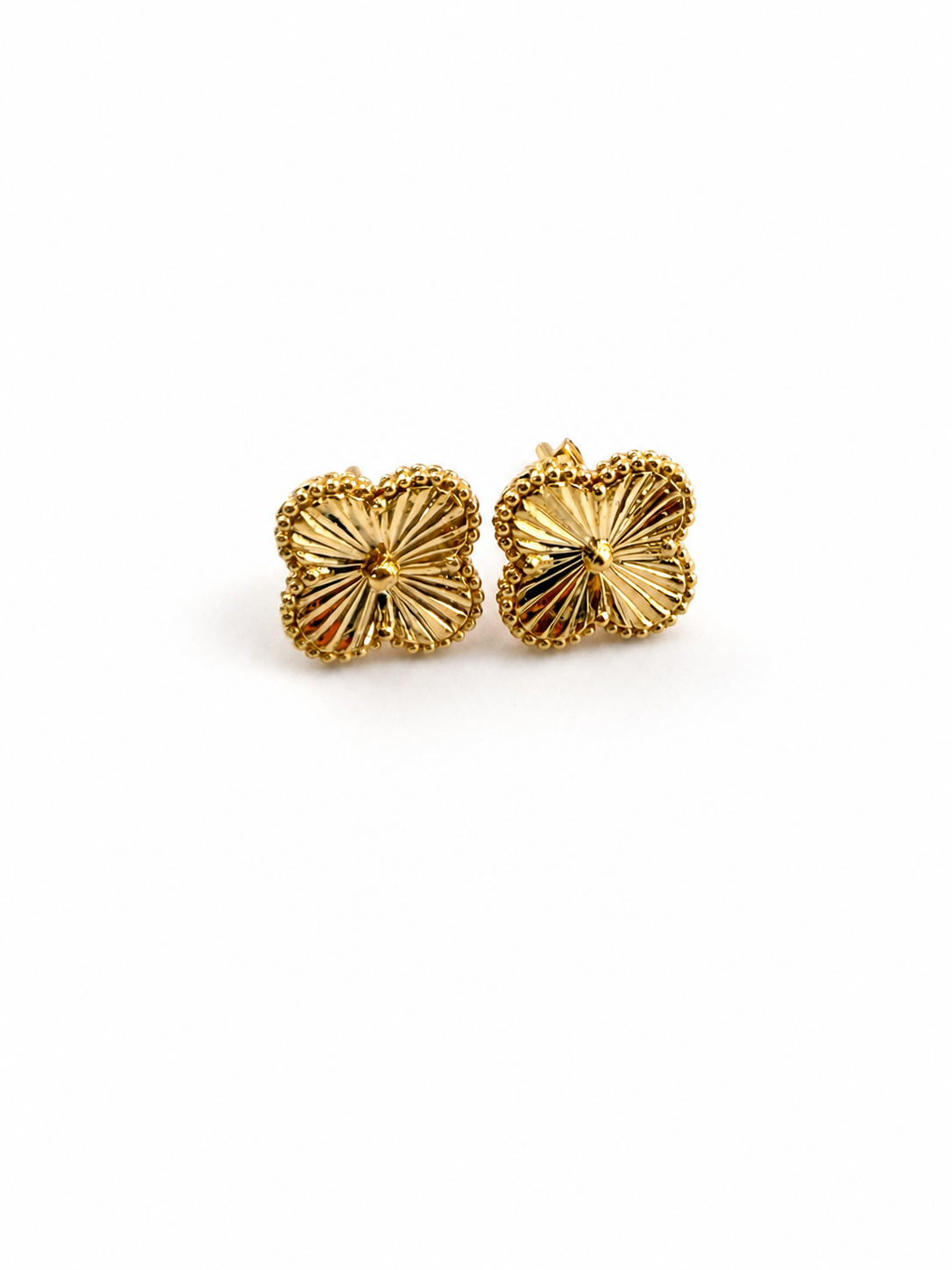 18K Gold Clover Earrings