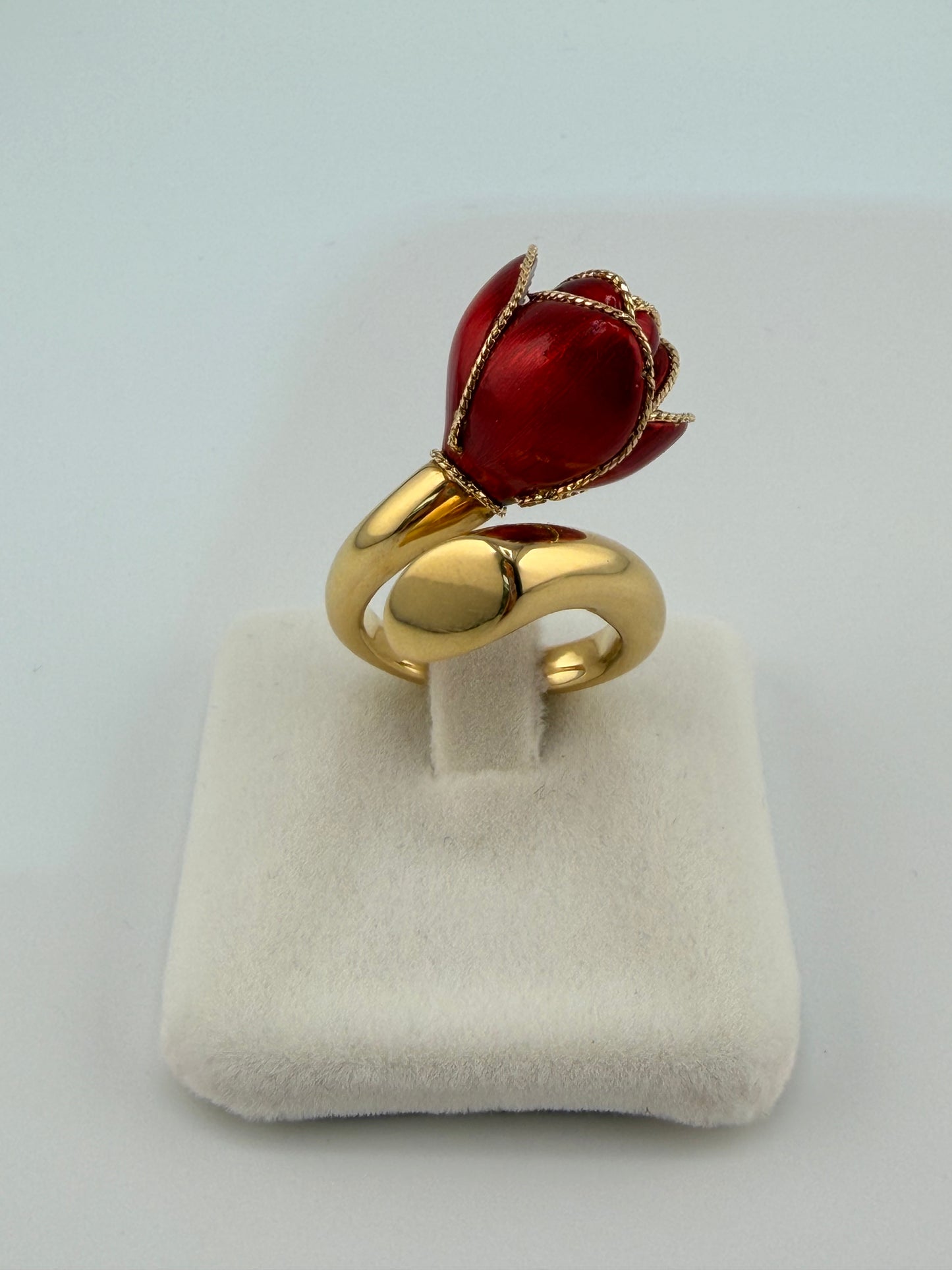 Red gold flower ring – Unique piece