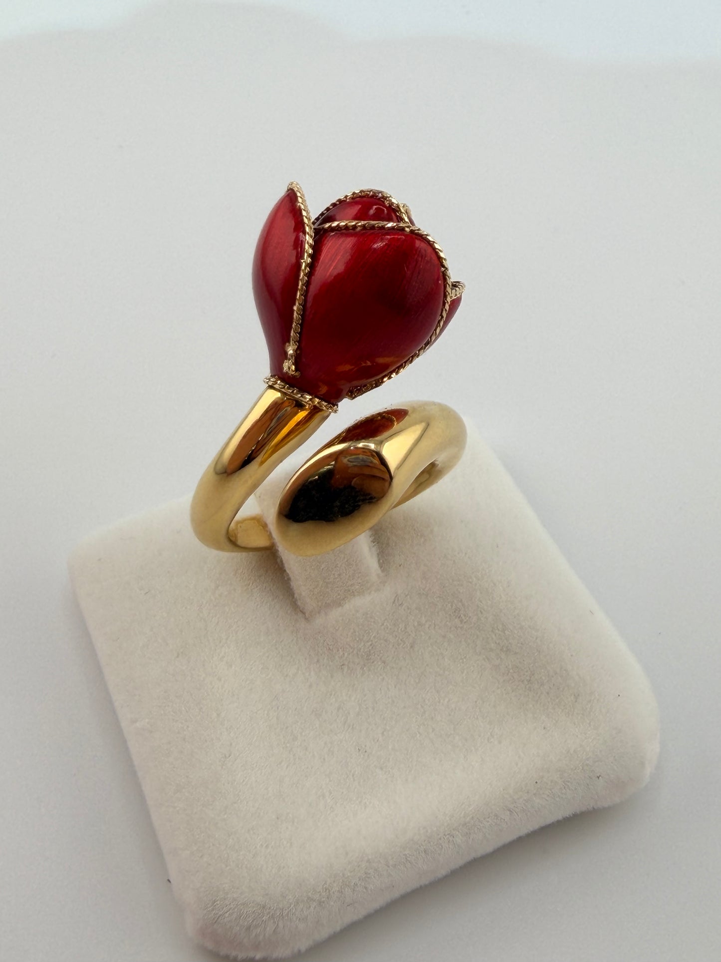 Red gold flower ring – Unique piece