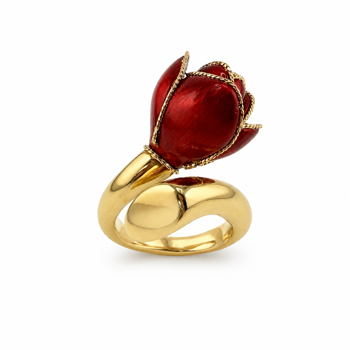 Red gold flower ring – Unique piece