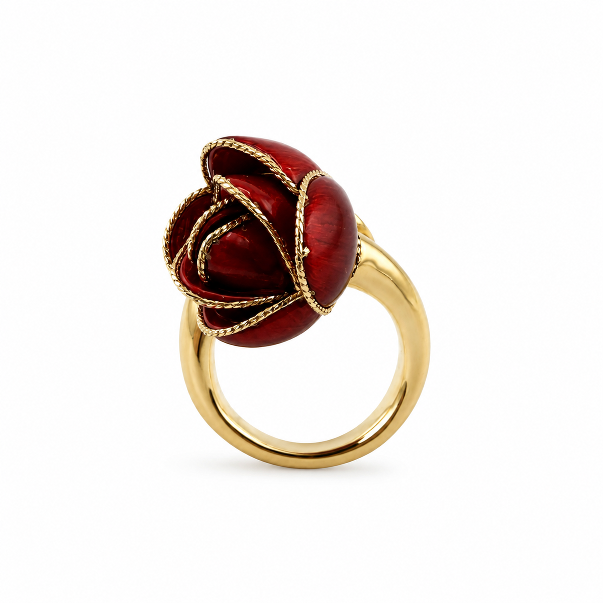 Red gold flower ring – Unique piece