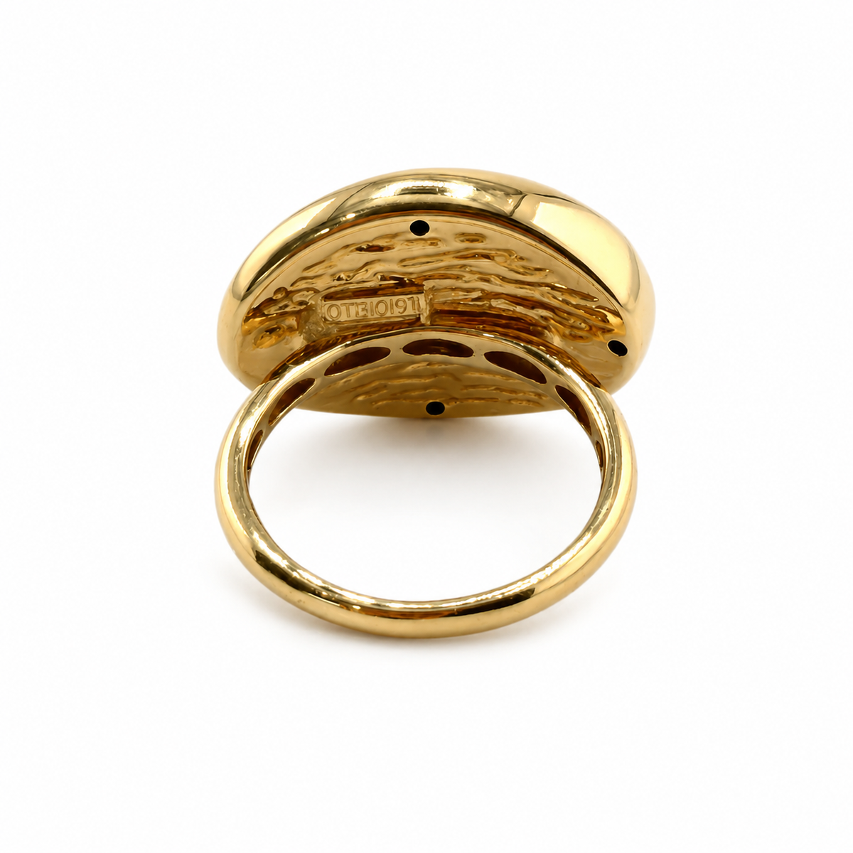 18K Yellow Gold Openwork Oval Ring – Size 7
