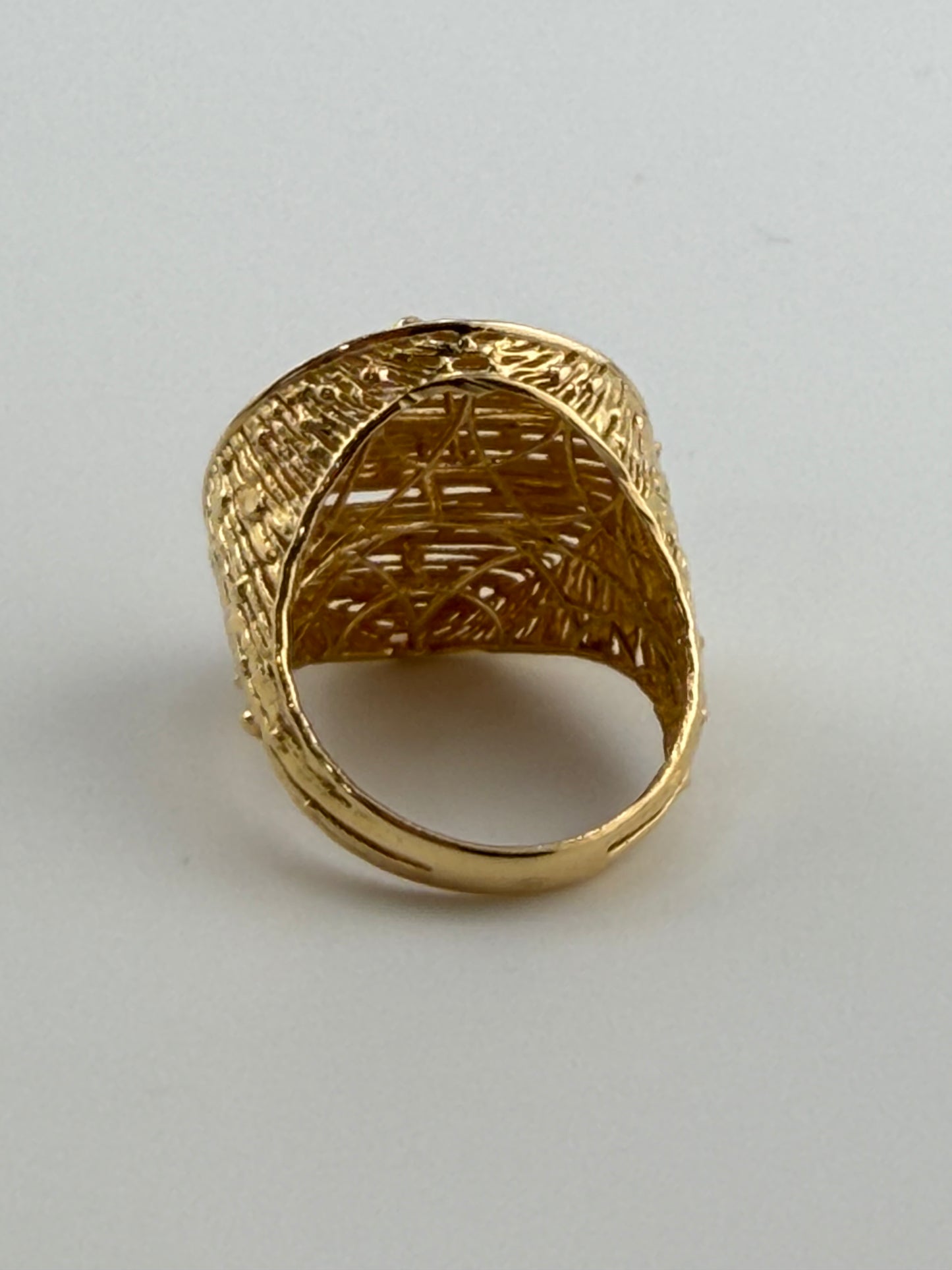 18K Gold Wide Textured Ring – Size 6
